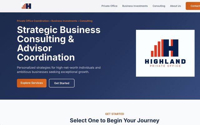 Highland Private Office website preview